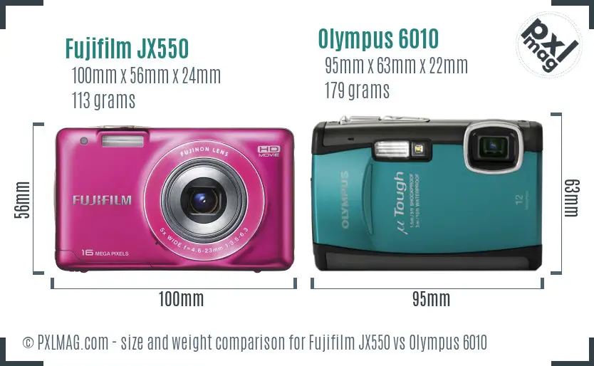 Fujifilm JX550 vs Olympus 6010 size comparison