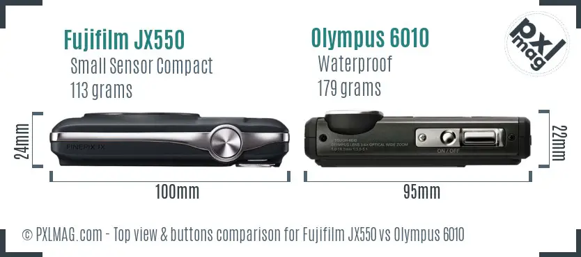 Fujifilm JX550 vs Olympus 6010 top view buttons comparison