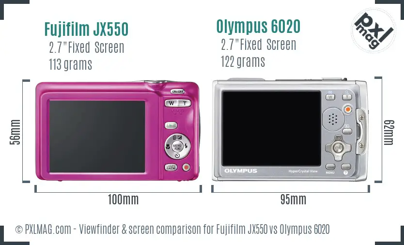 Fujifilm JX550 vs Olympus 6020 Screen and Viewfinder comparison
