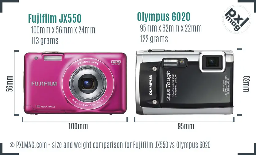 Fujifilm JX550 vs Olympus 6020 size comparison