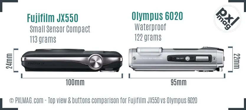 Fujifilm JX550 vs Olympus 6020 top view buttons comparison