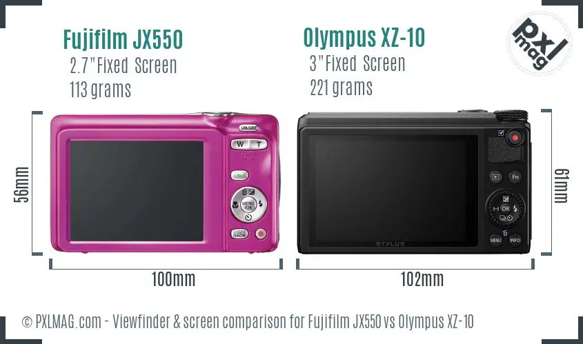 Fujifilm JX550 vs Olympus XZ-10 Screen and Viewfinder comparison Fujifilm JX550 vs Olympus XZ-10 Screen and Viewfinder comparison