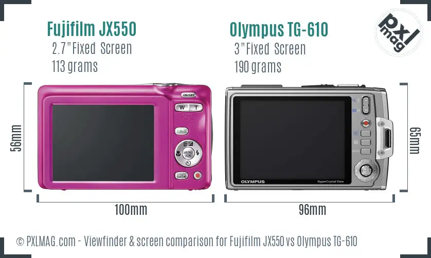 Fujifilm JX550 vs Olympus TG-610 Screen and Viewfinder comparison Fujifilm JX550 vs Olympus TG-610 Screen and Viewfinder comparison