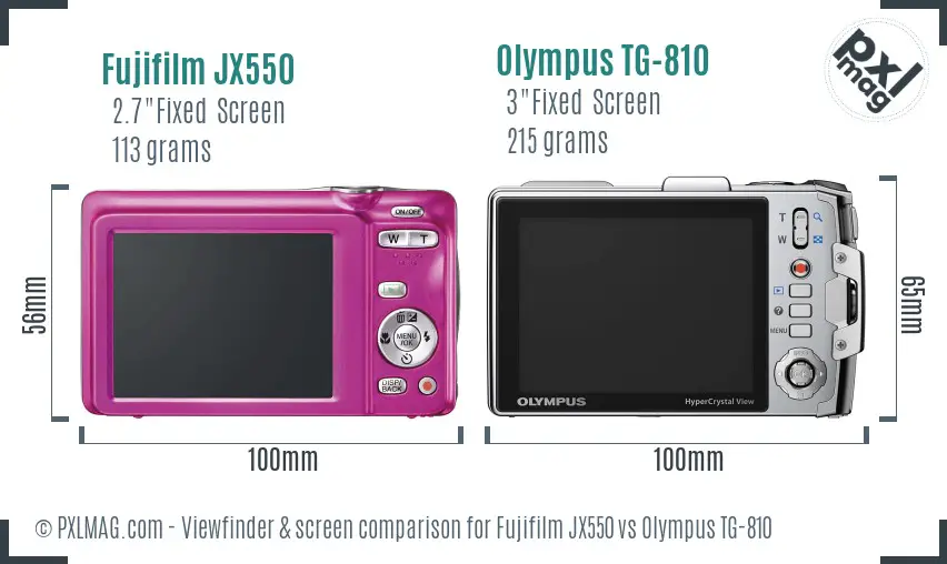 Fujifilm JX550 vs Olympus TG-810 Screen and Viewfinder comparison