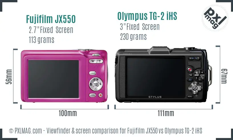 Fujifilm JX550 vs Olympus TG-2 iHS Screen and Viewfinder comparison