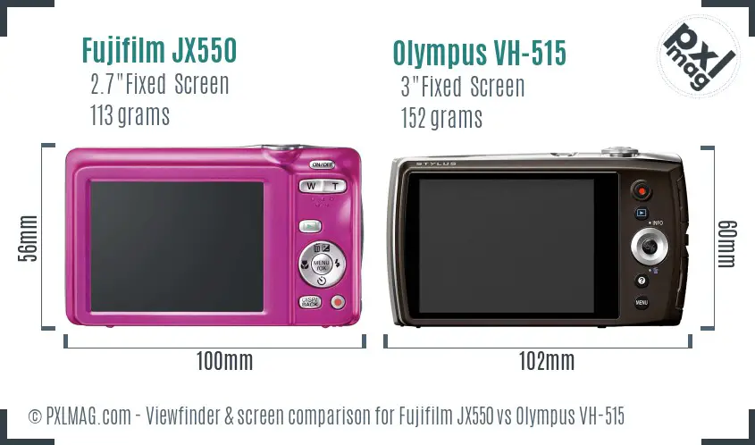 Fujifilm JX550 vs Olympus VH-515 Screen and Viewfinder comparison