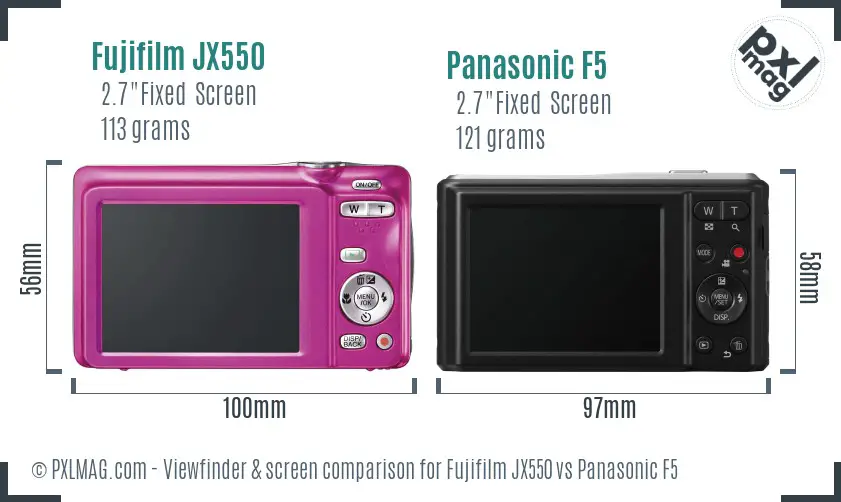 Fujifilm JX550 vs Panasonic F5 Screen and Viewfinder comparison Fujifilm JX550 vs Panasonic F5 Screen and Viewfinder comparison