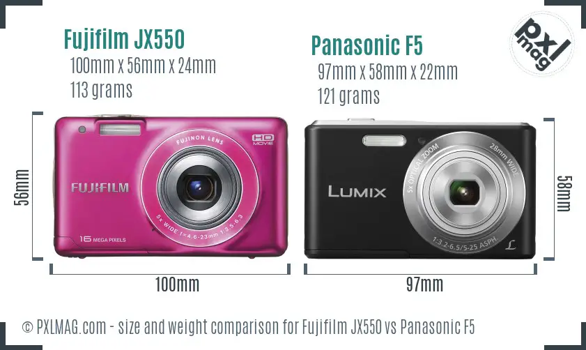 Fujifilm JX550 vs Panasonic F5 size comparison Fujifilm JX550 vs Panasonic F5 size comparison
