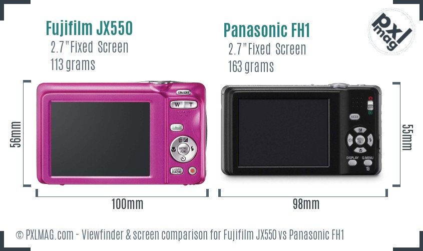 Fujifilm JX550 vs Panasonic FH1 Screen and Viewfinder comparison