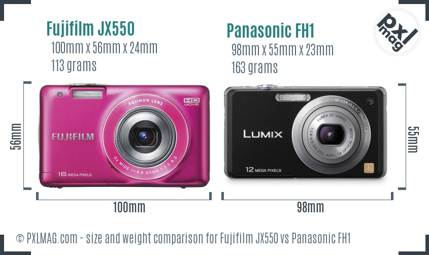 Fujifilm JX550 vs Panasonic FH1 size comparison Fujifilm JX550 vs Panasonic FH1 size comparison