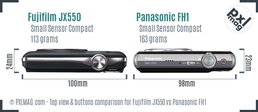 Fujifilm JX550 vs Panasonic FH1 top view buttons comparison