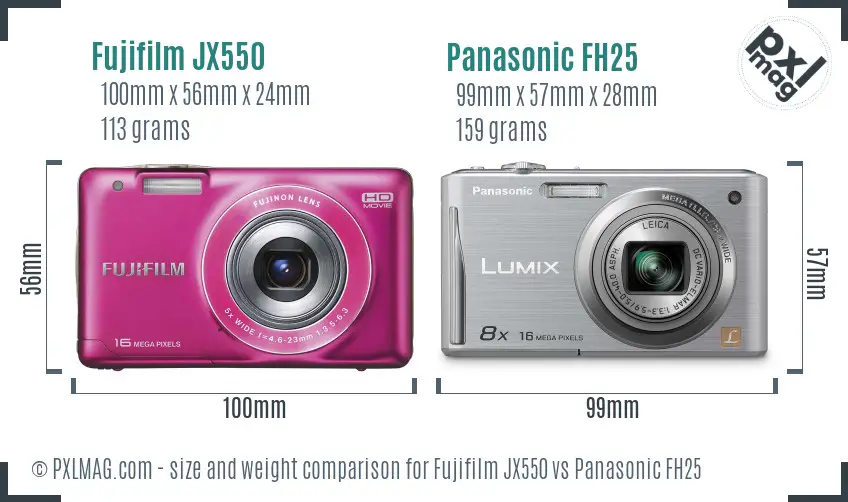Fujifilm JX550 vs Panasonic FH25 size comparison Fujifilm JX550 vs Panasonic FH25 size comparison