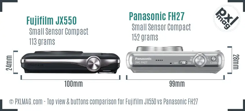 Fujifilm JX550 vs Panasonic FH27 top view buttons comparison