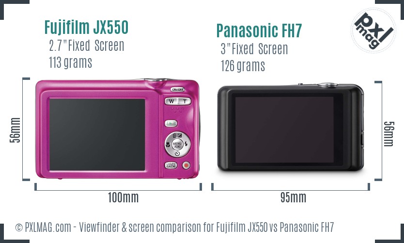 Fujifilm JX550 vs Panasonic FH7 Screen and Viewfinder comparison