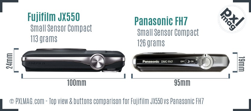 Fujifilm JX550 vs Panasonic FH7 top view buttons comparison