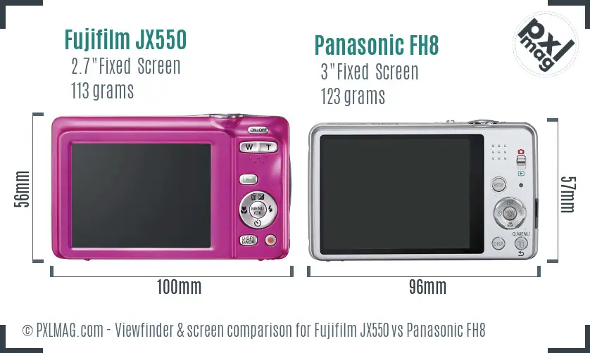 Fujifilm JX550 vs Panasonic FH8 Screen and Viewfinder comparison