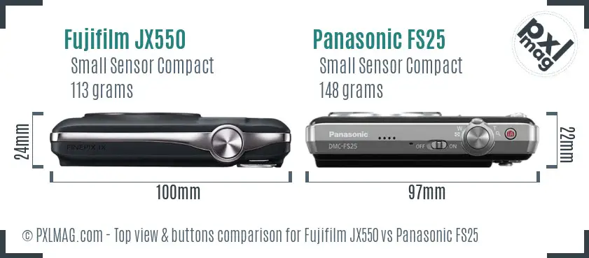 Fujifilm JX550 vs Panasonic FS25 top view buttons comparison