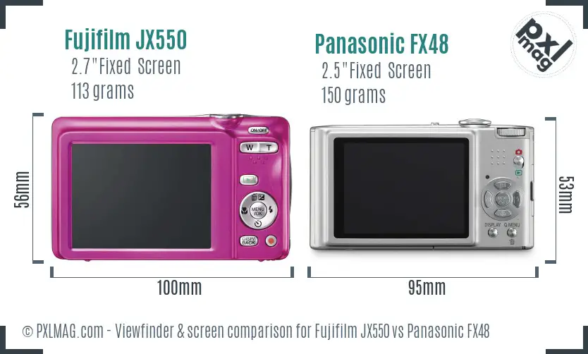 Fujifilm JX550 vs Panasonic FX48 Screen and Viewfinder comparison