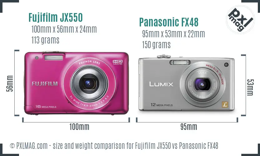 Fujifilm JX550 vs Panasonic FX48 size comparison