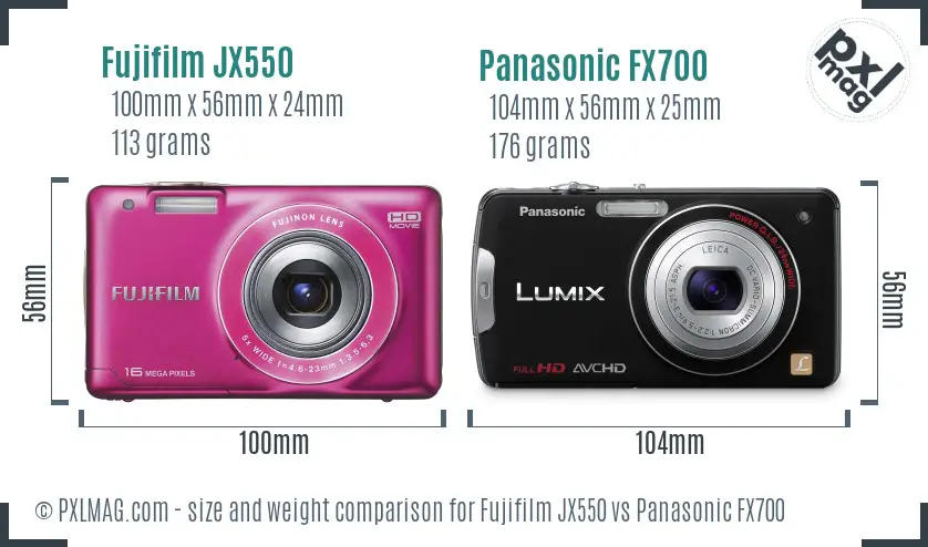 Fujifilm JX550 vs Panasonic FX700 size comparison Fujifilm JX550 vs Panasonic FX700 size comparison
