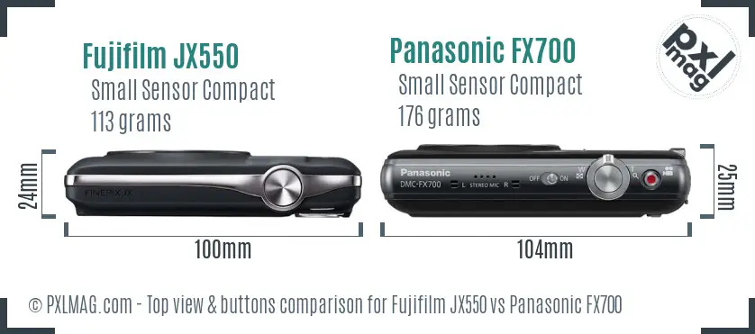 Fujifilm JX550 vs Panasonic FX700 top view buttons comparison
