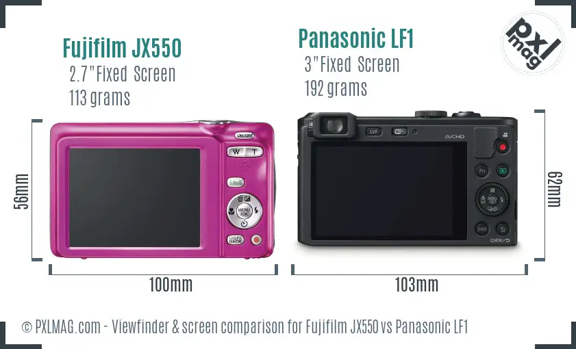 Fujifilm JX550 vs Panasonic LF1 Screen and Viewfinder comparison
