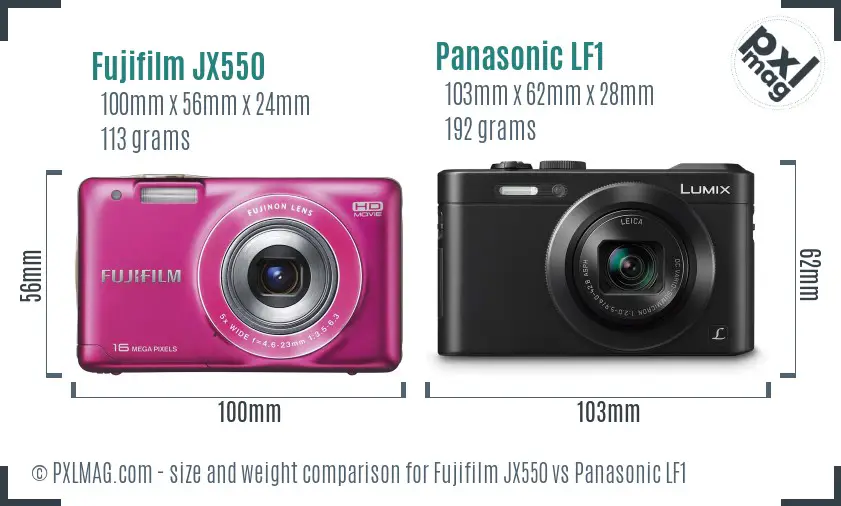 Fujifilm JX550 vs Panasonic LF1 size comparison