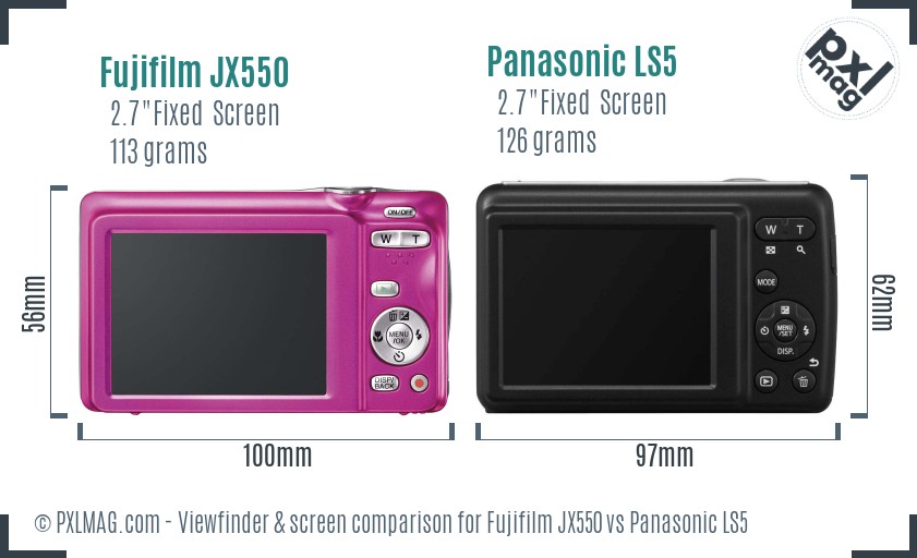 Fujifilm JX550 vs Panasonic LS5 Screen and Viewfinder comparison