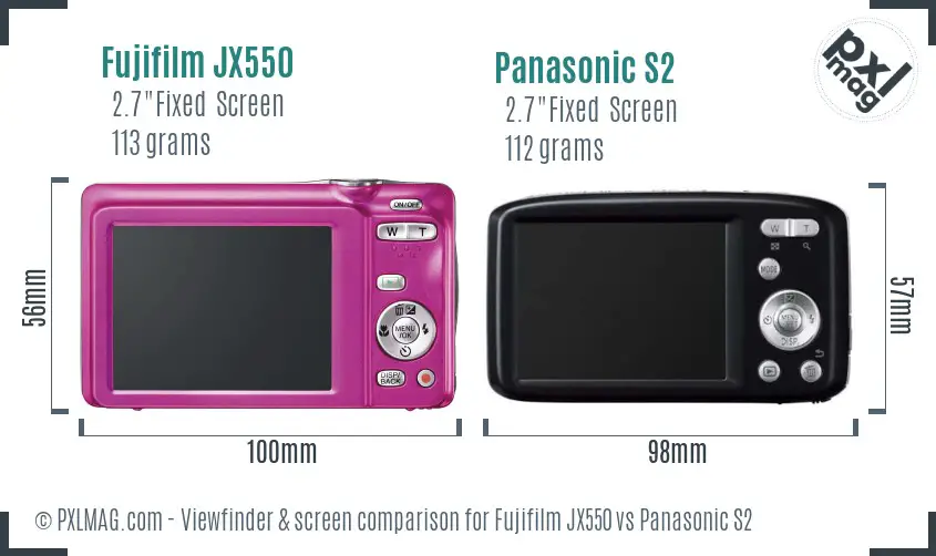 Fujifilm JX550 vs Panasonic S2 Screen and Viewfinder comparison