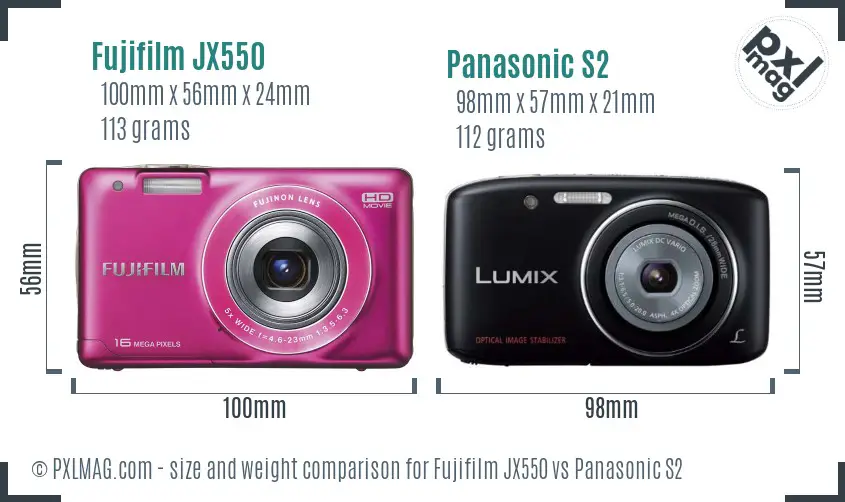 Fujifilm JX550 vs Panasonic S2 size comparison