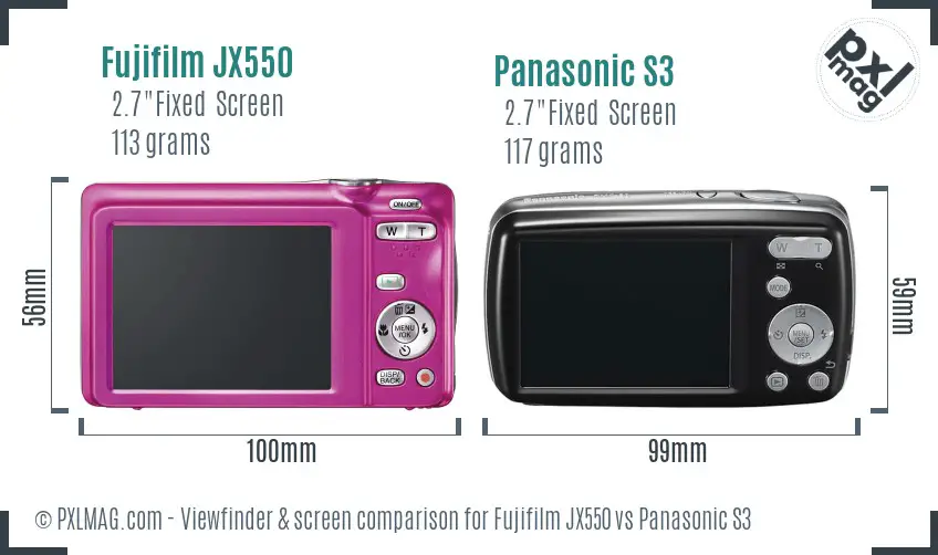 Fujifilm JX550 vs Panasonic S3 Screen and Viewfinder comparison Fujifilm JX550 vs Panasonic S3 Screen and Viewfinder comparison