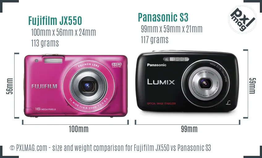 Fujifilm JX550 vs Panasonic S3 size comparison Fujifilm JX550 vs Panasonic S3 size comparison