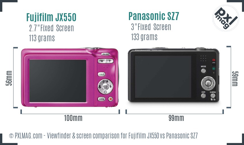 Fujifilm JX550 vs Panasonic SZ7 Screen and Viewfinder comparison