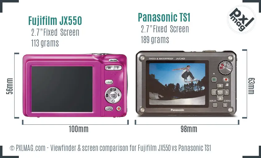Fujifilm JX550 vs Panasonic TS1 Screen and Viewfinder comparison