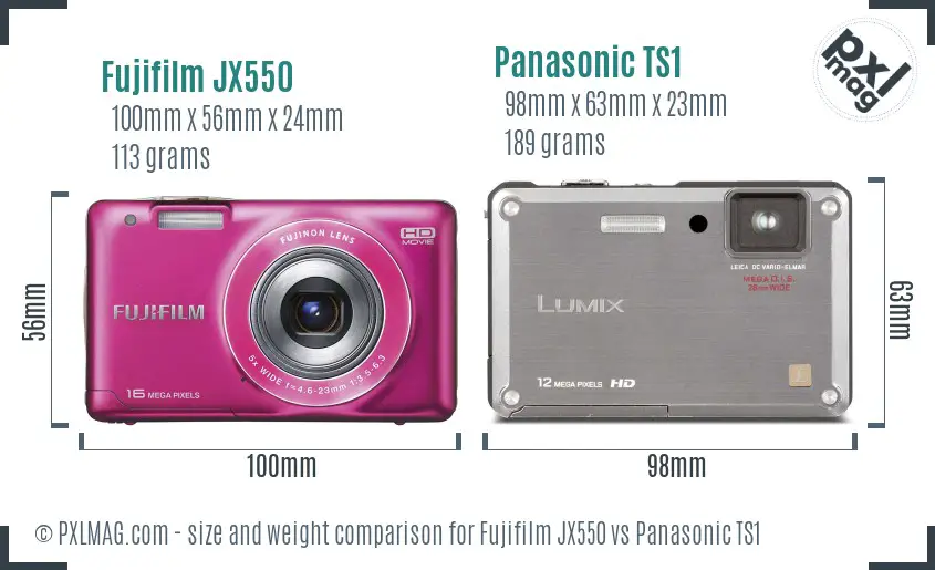 Fujifilm JX550 vs Panasonic TS1 size comparison
