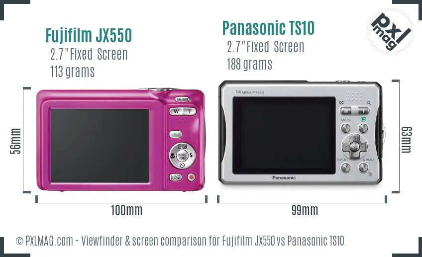 Fujifilm JX550 vs Panasonic TS10 Screen and Viewfinder comparison Fujifilm JX550 vs Panasonic TS10 Screen and Viewfinder comparison
