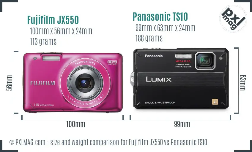 Fujifilm JX550 vs Panasonic TS10 size comparison Fujifilm JX550 vs Panasonic TS10 size comparison