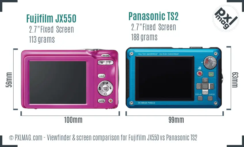Fujifilm JX550 vs Panasonic TS2 Screen and Viewfinder comparison
