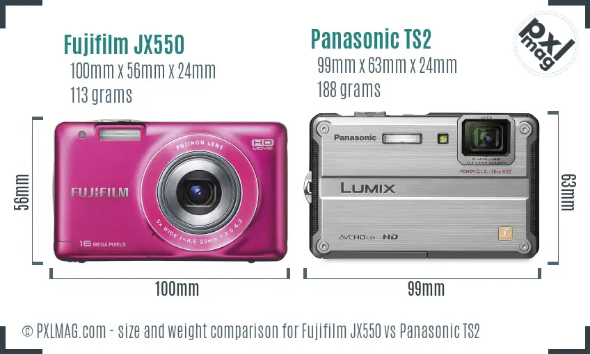 Fujifilm JX550 vs Panasonic TS2 size comparison