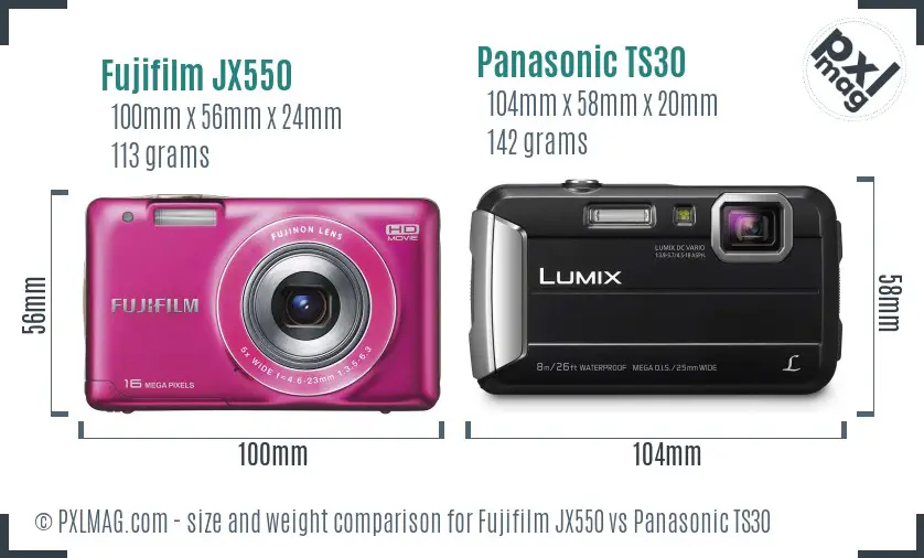 Fujifilm JX550 vs Panasonic TS30 size comparison Fujifilm JX550 vs Panasonic TS30 size comparison