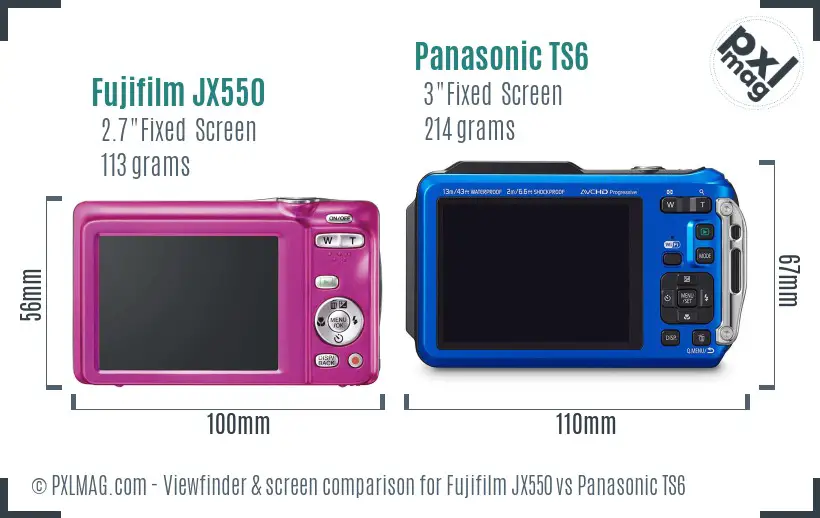 Fujifilm JX550 vs Panasonic TS6 Screen and Viewfinder comparison
