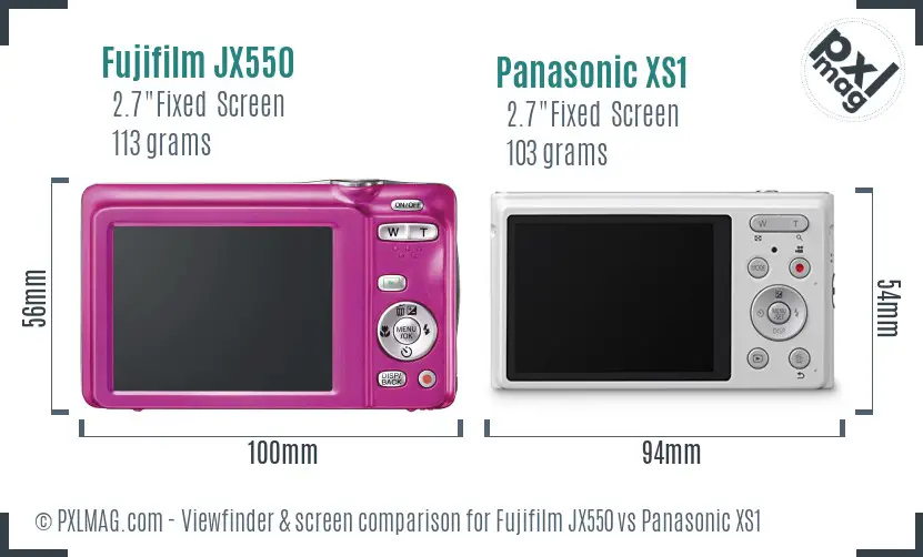 Fujifilm JX550 vs Panasonic XS1 Screen and Viewfinder comparison