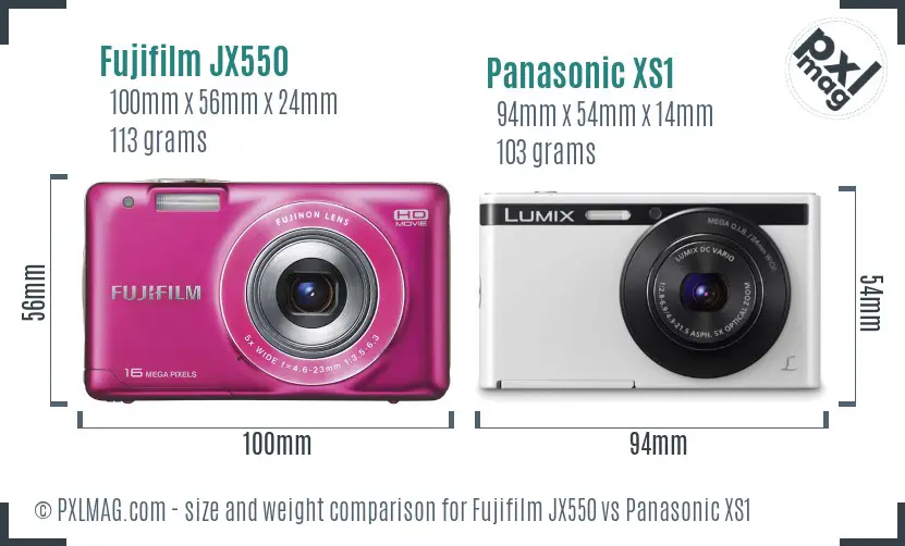Fujifilm JX550 vs Panasonic XS1 size comparison