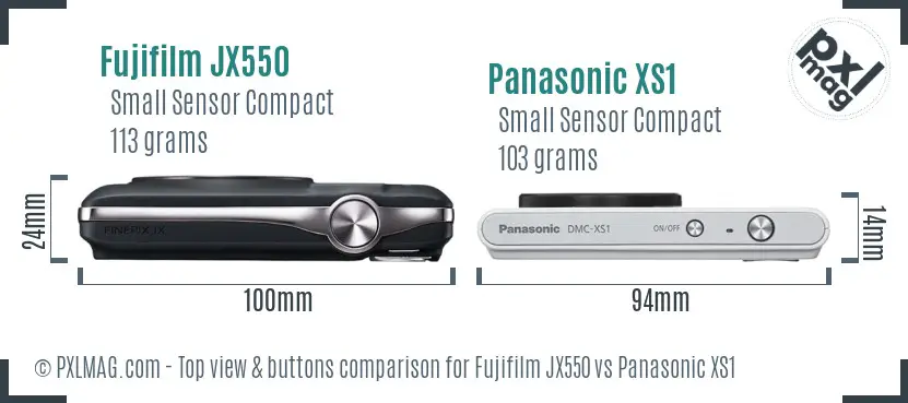 Fujifilm JX550 vs Panasonic XS1 top view buttons comparison