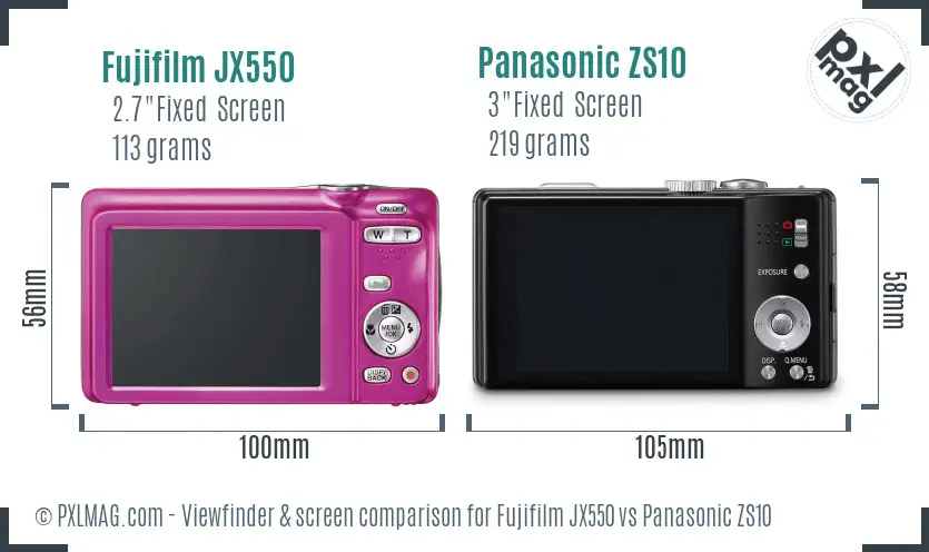 Fujifilm JX550 vs Panasonic ZS10 Screen and Viewfinder comparison Fujifilm JX550 vs Panasonic ZS10 Screen and Viewfinder comparison