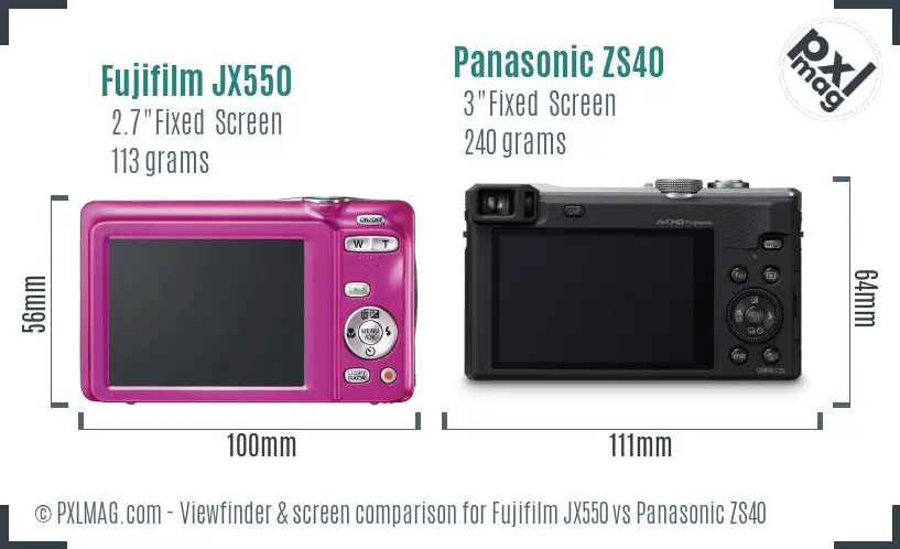 Fujifilm JX550 vs Panasonic ZS40 Screen and Viewfinder comparison Fujifilm JX550 vs Panasonic ZS40 Screen and Viewfinder comparison