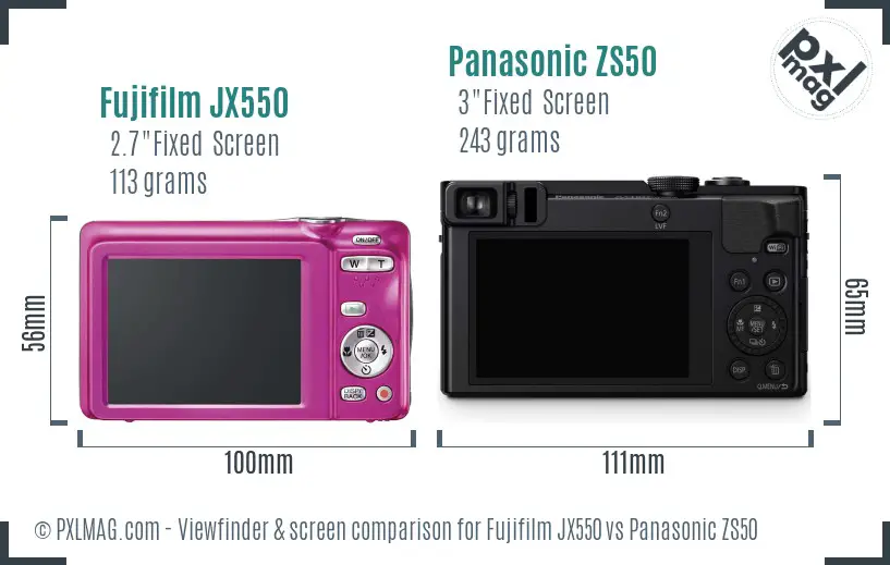 Fujifilm JX550 vs Panasonic ZS50 Screen and Viewfinder comparison Fujifilm JX550 vs Panasonic ZS50 Screen and Viewfinder comparison