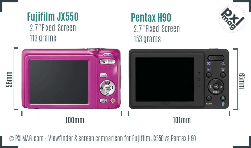 Fujifilm JX550 vs Pentax H90 Screen and Viewfinder comparison
