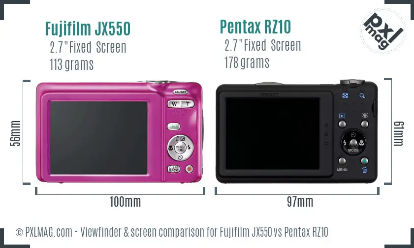 Fujifilm JX550 vs Pentax RZ10 Screen and Viewfinder comparison Fujifilm JX550 vs Pentax RZ10 Screen and Viewfinder comparison