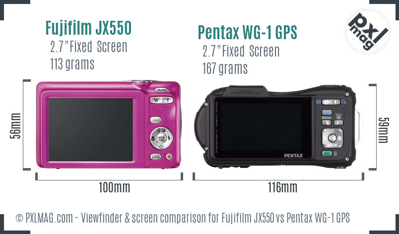 Fujifilm JX550 vs Pentax WG-1 GPS Screen and Viewfinder comparison